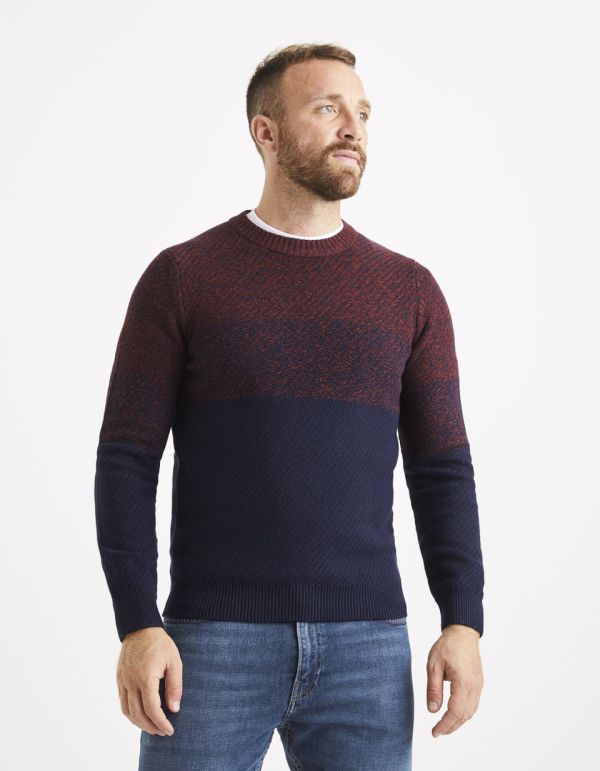 Pull col rond dégradé de couleurs