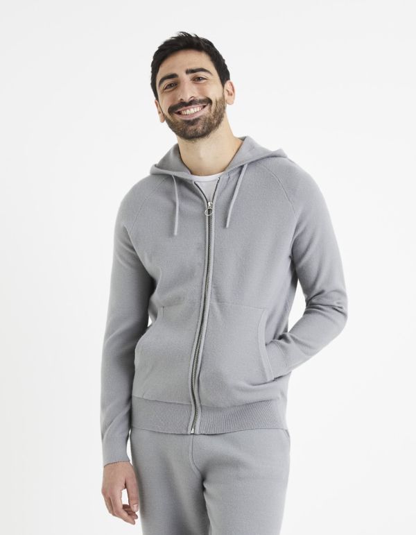 Sweat maille capuche zippé