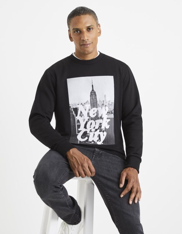 Sweat col rond en coton mélangé