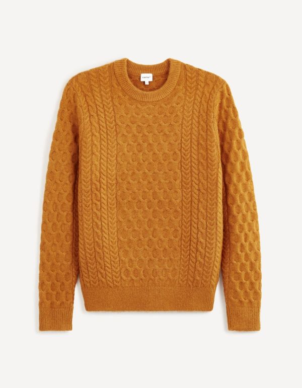 Pull col rond torsades