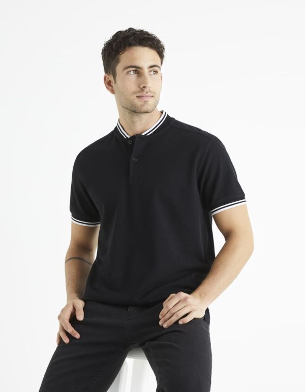 Polo piqué 100% coton col bomber