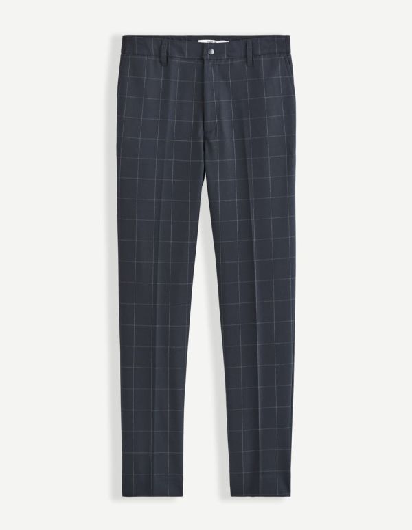 Pantalon à carreaux taille élastiquée