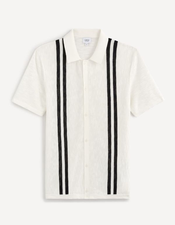 Chemise manches courtes en maille rayée