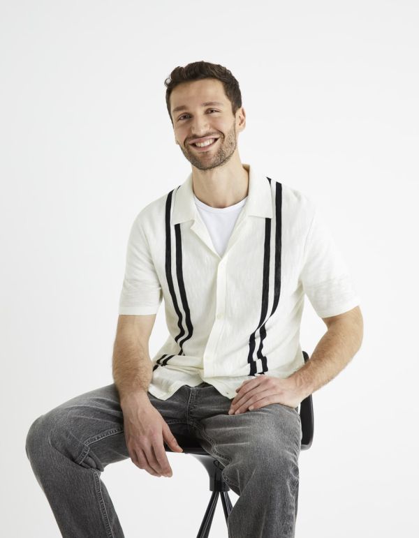 Chemise manches courtes en maille rayée