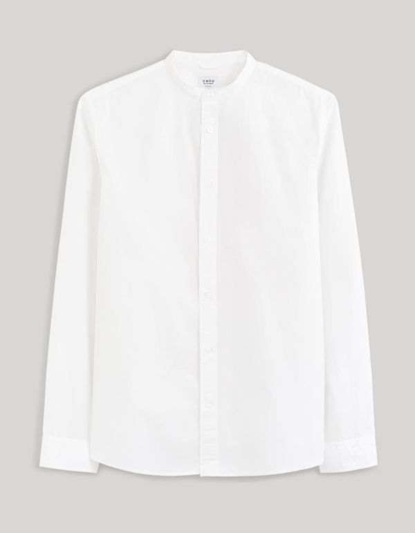 Chemise col mao regular 100% coton