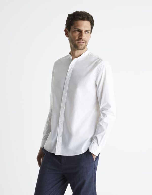 Chemise col mao regular 100% coton