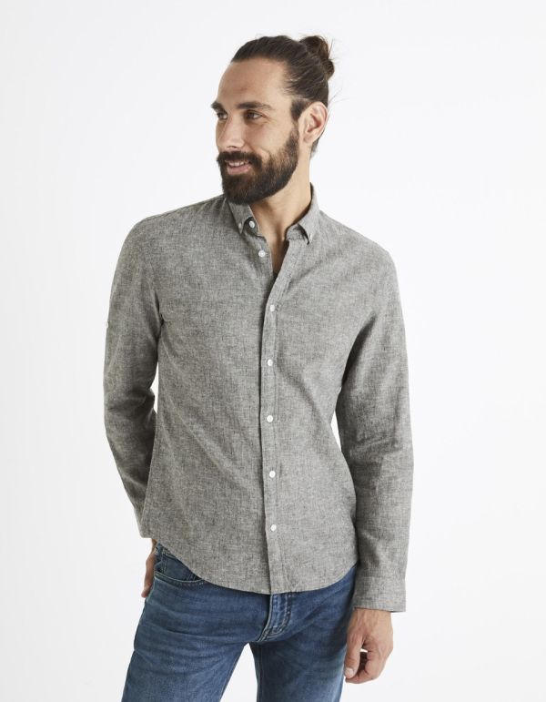 Chemise regular en lin et coton