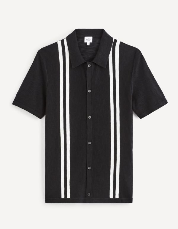 Chemise manches courtes en maille rayée
