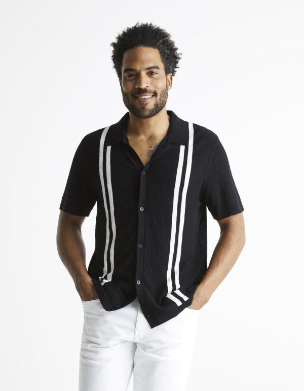 Chemise manches courtes en maille rayée