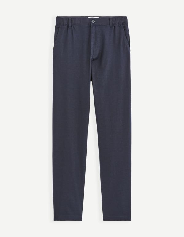 Pantalon straight en mélangé lin/coton