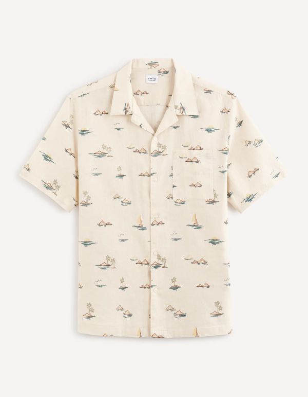 Chemise regular en lin et coton