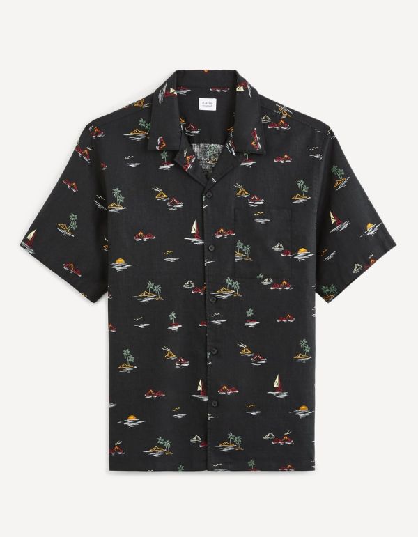 Chemise regular en lin et coton