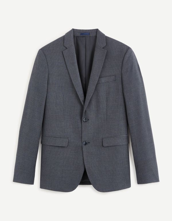 Veste de costume slim à petits carreaux - marine