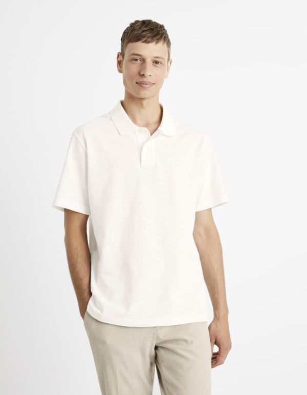 Polo piqué coupe boxy 100% coton - blanc