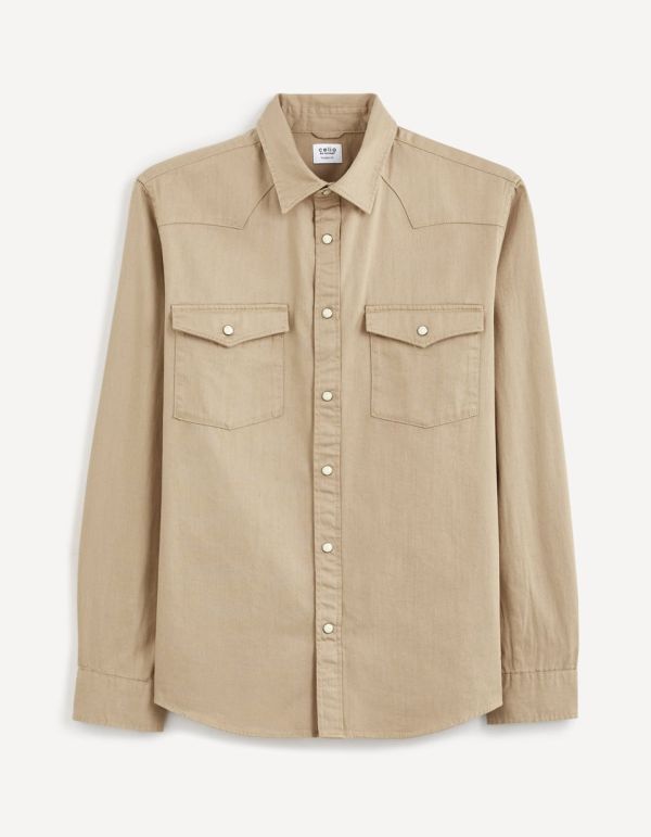 Chemise regular twill denim 100% coton - beige