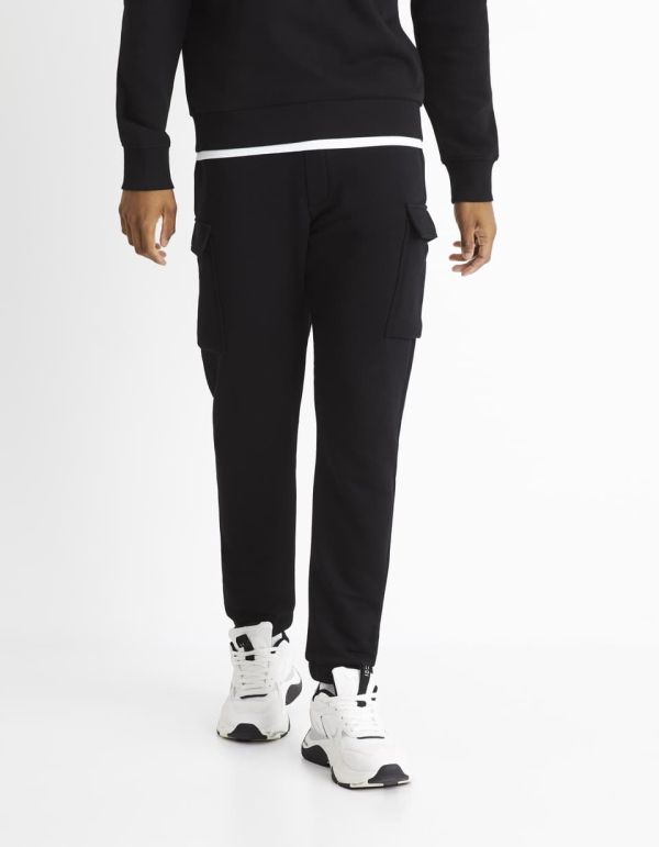 Jogging cargo coton mélangé - noir