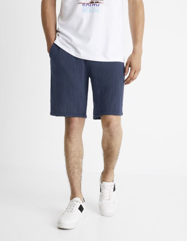 Bermuda 100% gaze de coton - marine