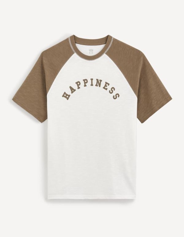 T-shirt col rond 100% coton - marron