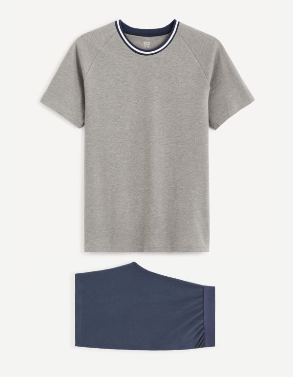 Pyjama manches courtes et short - gris