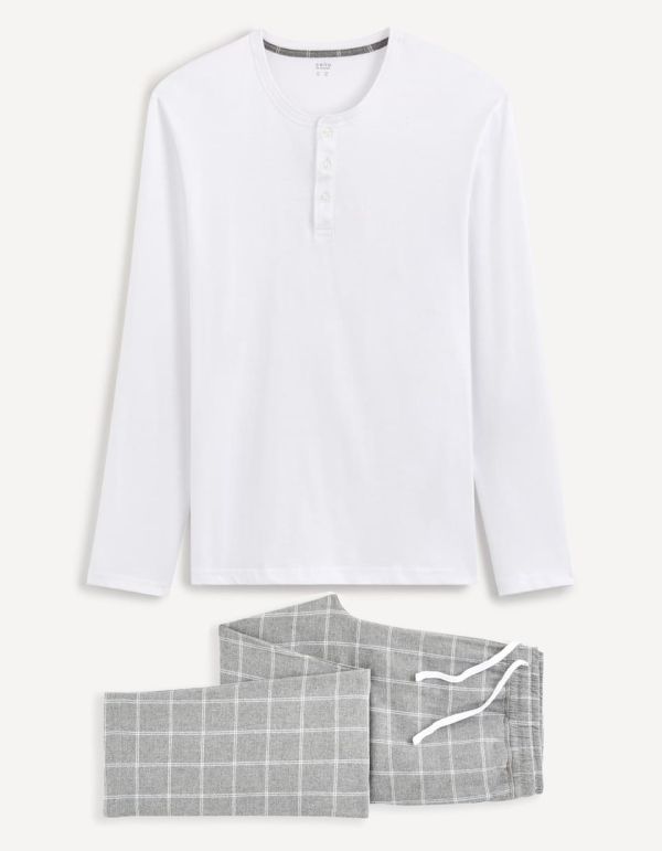 Pyjama manches longues et pantalon flannel - gris