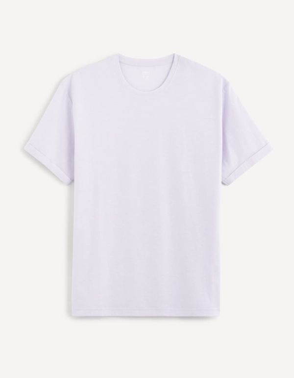T-shirt col rond 100% coton - violet pastel