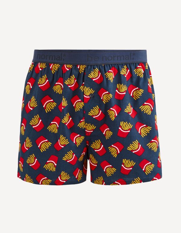 Caleçon popeline 100% coton frite - marine