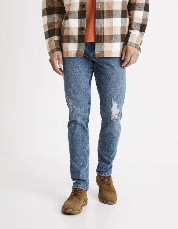 Jean slim C25 destroy - bleu double stone