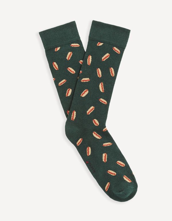 Chaussettes hautes en coton mélangé hot dog - vert
