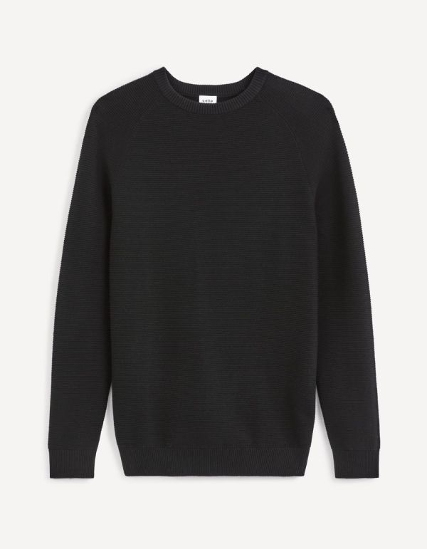 Pull col rond 100% coton - noir