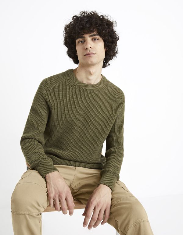 Pull col rond 100% coton - violet