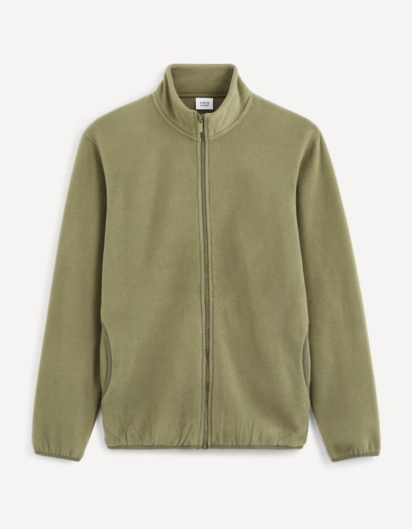 Sweat polaire zippé col montant - kaki