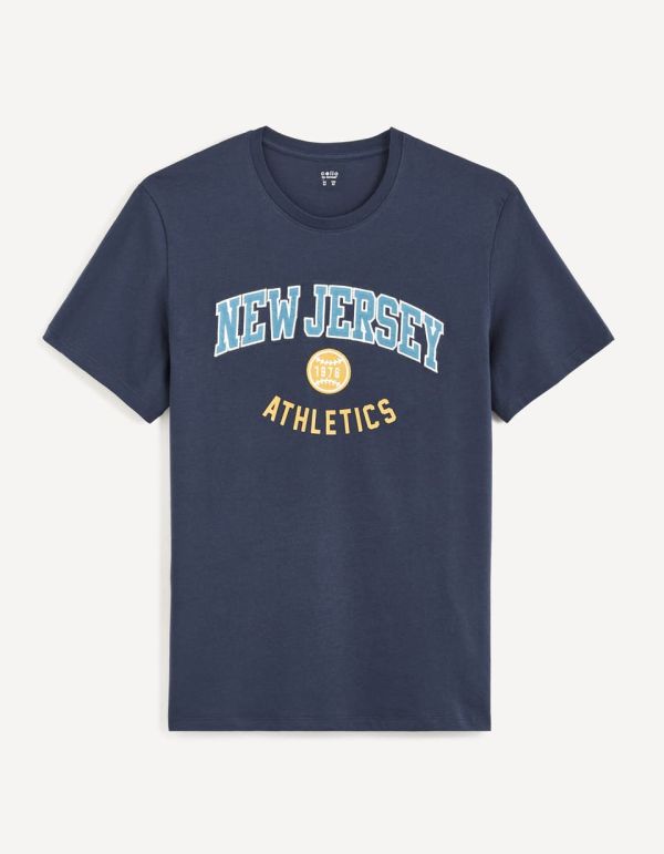 T-shirt col rond 100% coton - bleu marine