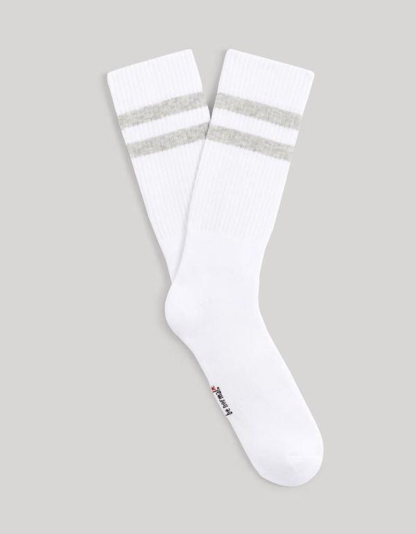 Chaussettes hautes de sport molletonnées rayées - gris