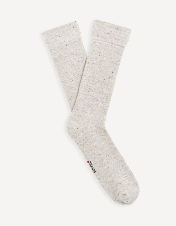 Chaussettes hautes en coton mélangé côtelées - gris