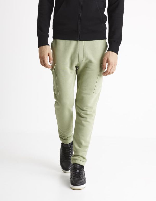 Jogging cargo coton mélangé - vert d'eau