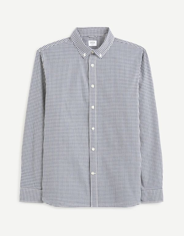 Chemise regular popeline 100% coton à carreaux - marine