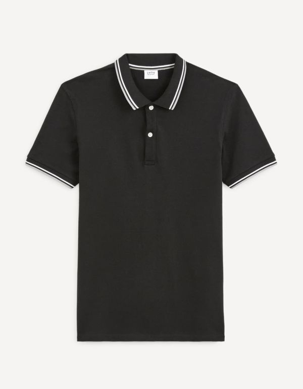 Polo piqué en coton elasthanne - noir