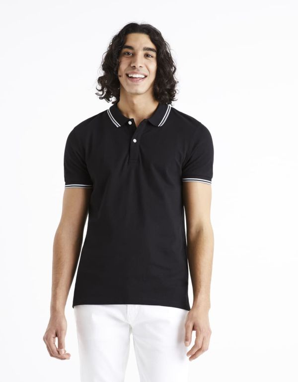 Polo piqué en coton elasthanne - noir