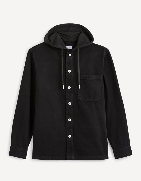Surchemise à capuche en jean - noir