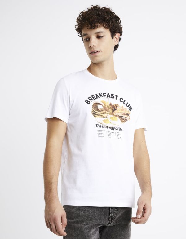 T-shirt col rond 100% coton - blanc