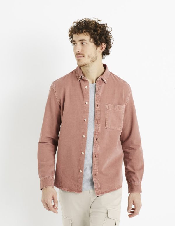 Chemise regular 100% coton - rose