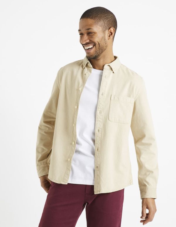Chemise regular 100% coton - beige