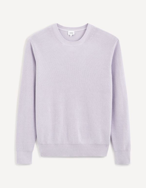 pull col rond 100% coton  - violet