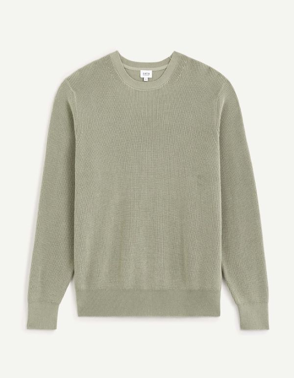 pull col rond 100% coton  - tilleul