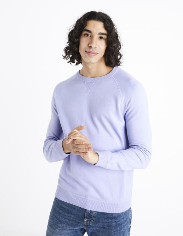 Pull col rond coton mélangé - violat