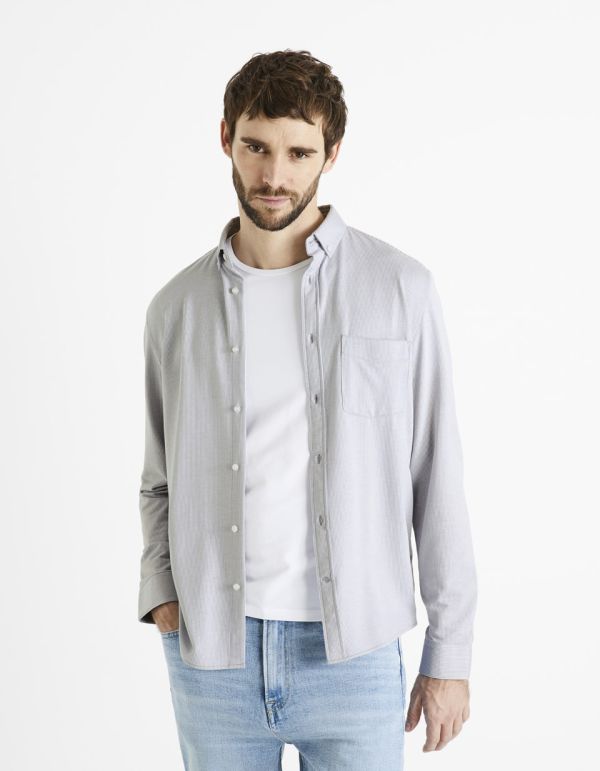 Chemise slim coton et lyocell - blanc