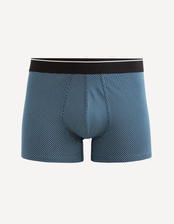 Boxer coton stretch imprimé - pétrole