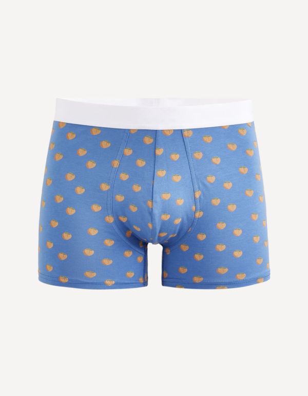 Boxer en coton stretch pêche - bleu