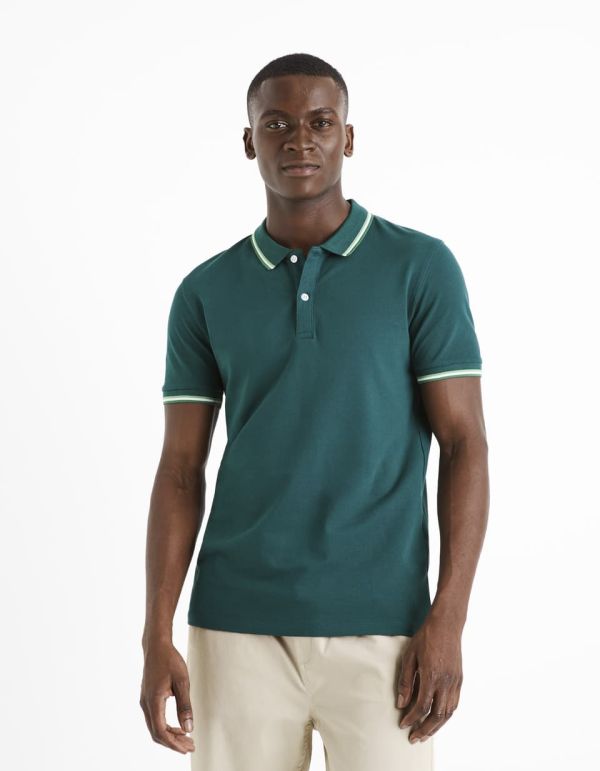 Polo piqué en coton elasthanne - vert