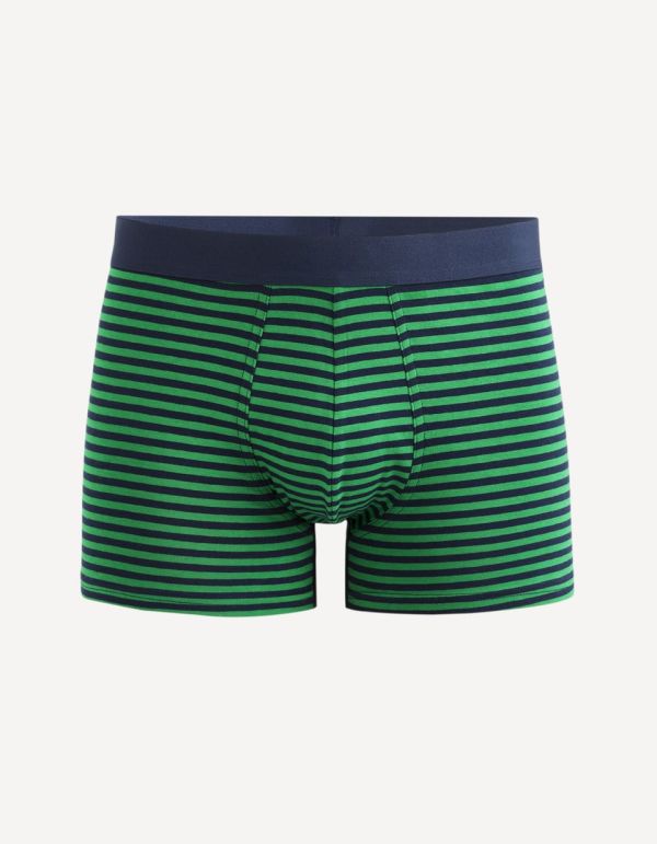 Boxer en coton stretch rayé - vert